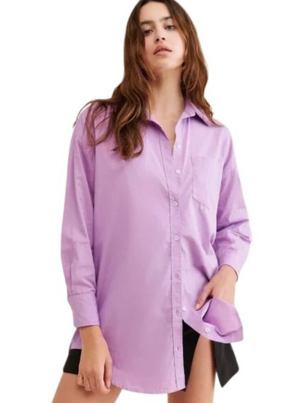 Anthropologie Maeve Light Purple “The Bennet” Buttondown Tunic 100% Cotton - Sm